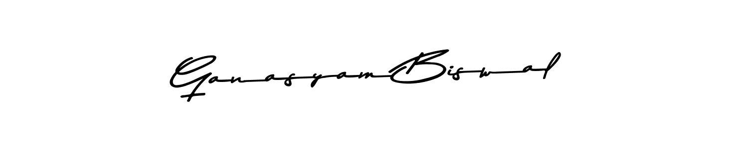 How to make Ganasyam Biswal name signature. Use Asem Kandis PERSONAL USE style for creating short signs online. This is the latest handwritten sign. Ganasyam Biswal signature style 9 images and pictures png