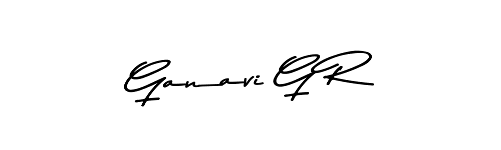 How to make Ganavi G R name signature. Use Asem Kandis PERSONAL USE style for creating short signs online. This is the latest handwritten sign. Ganavi G R signature style 9 images and pictures png