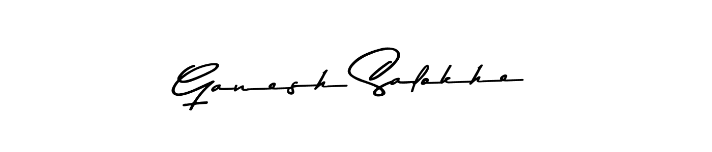 Make a beautiful signature design for name Ganesh Salokhe. With this signature (Asem Kandis PERSONAL USE) style, you can create a handwritten signature for free. Ganesh Salokhe signature style 9 images and pictures png