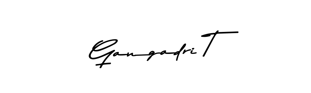 How to make Gangadri T name signature. Use Asem Kandis PERSONAL USE style for creating short signs online. This is the latest handwritten sign. Gangadri T signature style 9 images and pictures png