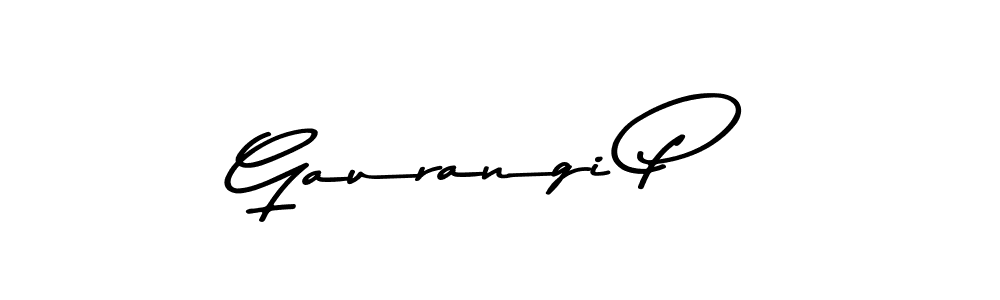 How to make Gaurangi P name signature. Use Asem Kandis PERSONAL USE style for creating short signs online. This is the latest handwritten sign. Gaurangi P signature style 9 images and pictures png