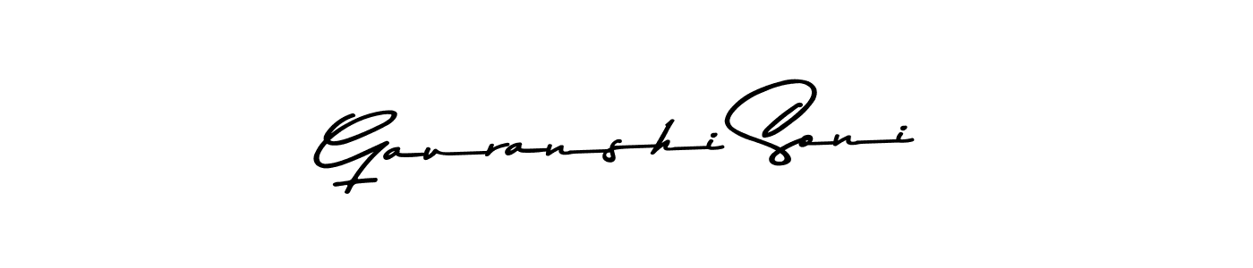 Make a beautiful signature design for name Gauranshi Soni. With this signature (Asem Kandis PERSONAL USE) style, you can create a handwritten signature for free. Gauranshi Soni signature style 9 images and pictures png