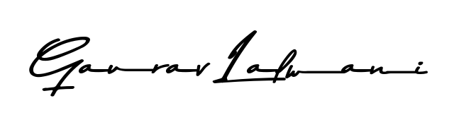The Asem Kandis PERSONAL USE typeface gives name Gaurav Lalwani a refined look. Suitable for certificates, diplomas, and official verification. Gaurav Lalwani signature style 9 images and pictures png