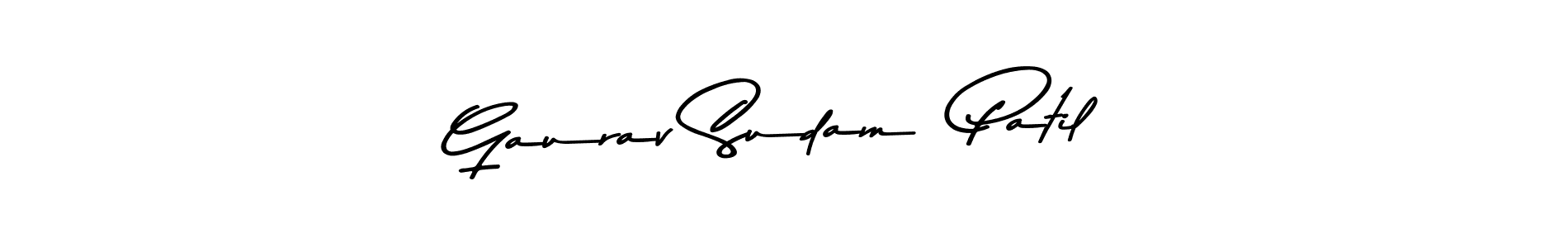 The best way (Asem Kandis PERSONAL USE) to make a short signature is to pick only two or three words in your name. The name Gaurav Sudam  Patil include a total of six letters. For converting this name. Gaurav Sudam  Patil signature style 9 images and pictures png