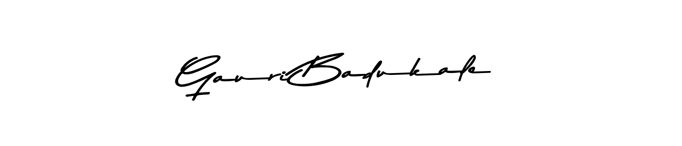 Make a beautiful signature design for name Gauri Badukale. With this signature (Asem Kandis PERSONAL USE) style, you can create a handwritten signature for free. Gauri Badukale signature style 9 images and pictures png