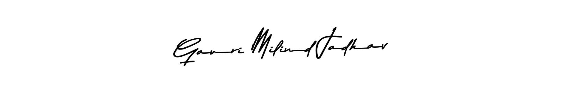 Create a beautiful signature design for name Gauri Milind Jadhav. With this signature (Asem Kandis PERSONAL USE) fonts, you can make a handwritten signature for free. Gauri Milind Jadhav signature style 9 images and pictures png
