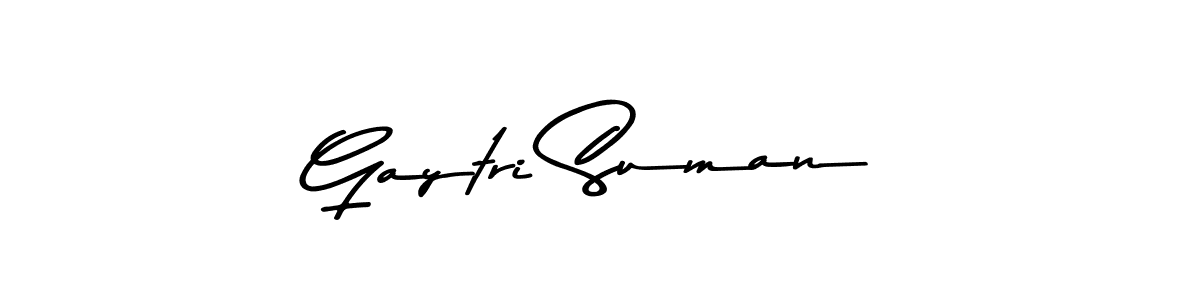 Make a beautiful signature design for name Gaytri Suman. With this signature (Asem Kandis PERSONAL USE) style, you can create a handwritten signature for free. Gaytri Suman signature style 9 images and pictures png