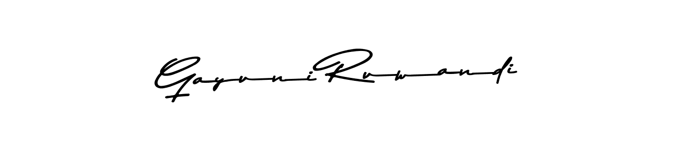 Design your own signature with our free online signature maker. With this signature software, you can create a handwritten (Asem Kandis PERSONAL USE) signature for name Gayuni Ruwandi. Gayuni Ruwandi signature style 9 images and pictures png