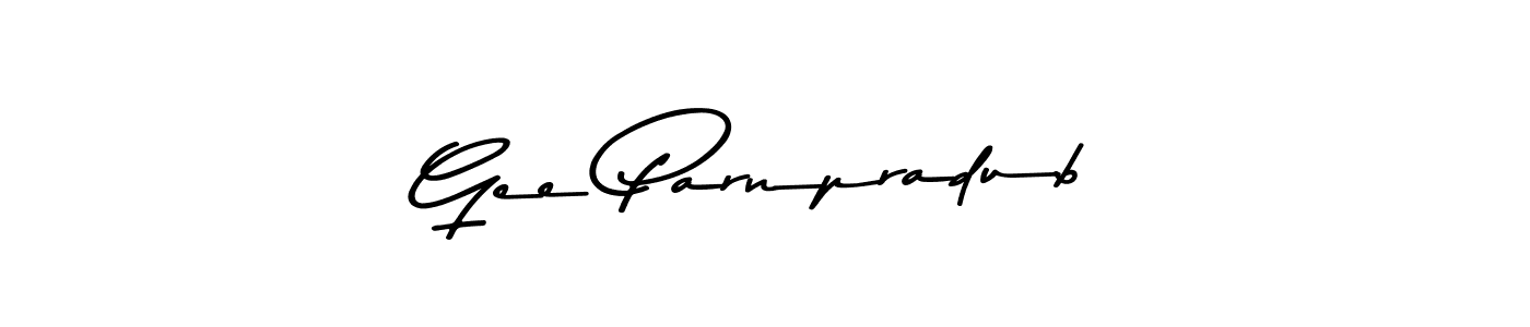 Make a beautiful signature design for name Gee Parnpradub. With this signature (Asem Kandis PERSONAL USE) style, you can create a handwritten signature for free. Gee Parnpradub signature style 9 images and pictures png