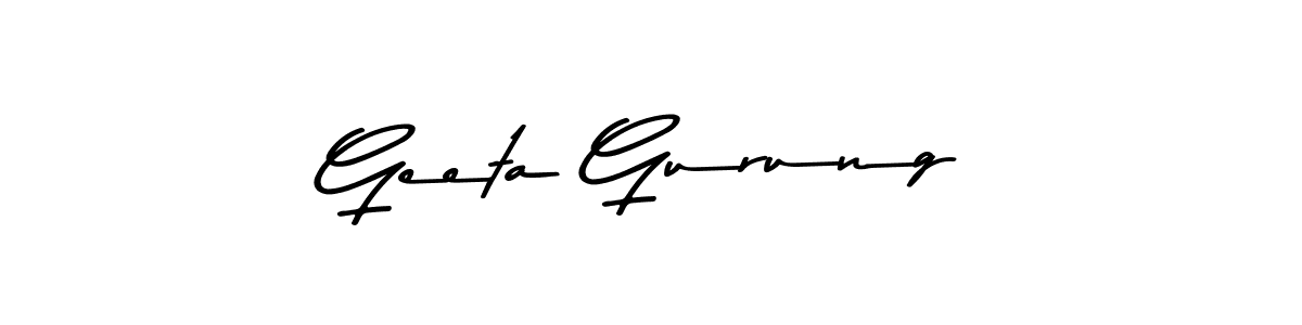 Geeta Gurung stylish signature style. Best Handwritten Sign (Asem Kandis PERSONAL USE) for my name. Handwritten Signature Collection Ideas for my name Geeta Gurung. Geeta Gurung signature style 9 images and pictures png