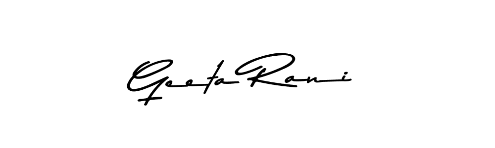 Make a beautiful signature design for name Geeta Rani. With this signature (Asem Kandis PERSONAL USE) style, you can create a handwritten signature for free. Geeta Rani signature style 9 images and pictures png