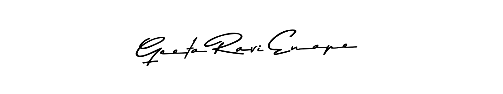 Create a beautiful signature design for name Geeta Ravi Enape. With this signature (Asem Kandis PERSONAL USE) fonts, you can make a handwritten signature for free. Geeta Ravi Enape signature style 9 images and pictures png