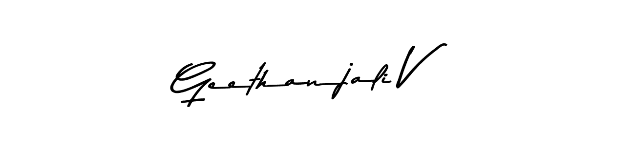 Make a beautiful signature design for name Geethanjali V. With this signature (Asem Kandis PERSONAL USE) style, you can create a handwritten signature for free. Geethanjali V signature style 9 images and pictures png