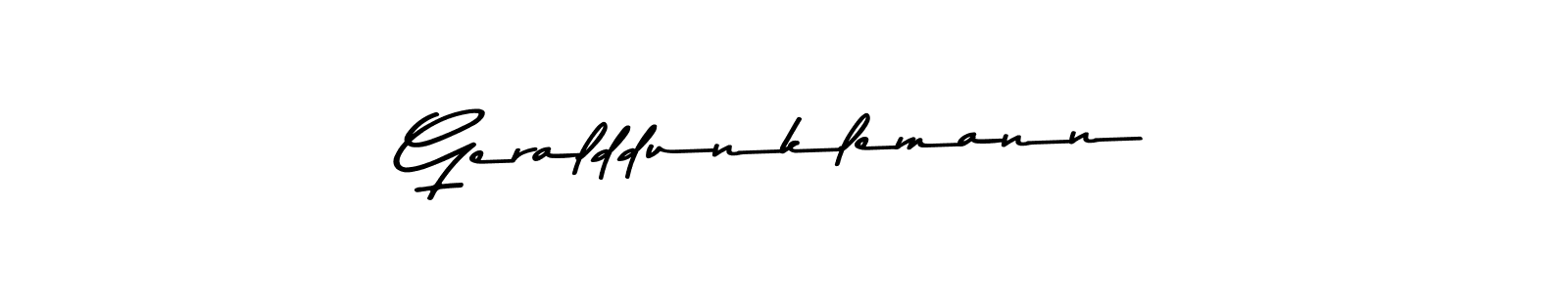Create a beautiful signature design for name Geralddunklemann. With this signature (Asem Kandis PERSONAL USE) fonts, you can make a handwritten signature for free. Geralddunklemann signature style 9 images and pictures png