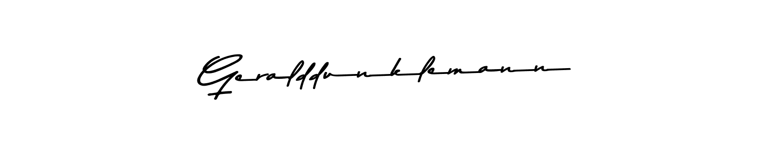 Create a beautiful signature design for name Geralddunklemann. With this signature (Asem Kandis PERSONAL USE) fonts, you can make a handwritten signature for free. Geralddunklemann signature style 9 images and pictures png