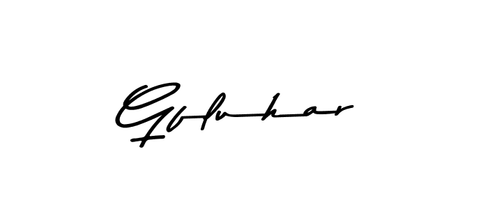 How to make Gfluhar name signature. Use Asem Kandis PERSONAL USE style for creating short signs online. This is the latest handwritten sign. Gfluhar signature style 9 images and pictures png