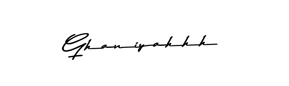 Create a beautiful signature design for name Ghaniyahhh. With this signature (Asem Kandis PERSONAL USE) fonts, you can make a handwritten signature for free. Ghaniyahhh signature style 9 images and pictures png