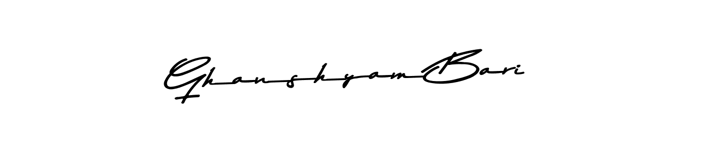 Make a beautiful signature design for name Ghanshyam Bari. With this signature (Asem Kandis PERSONAL USE) style, you can create a handwritten signature for free. Ghanshyam Bari signature style 9 images and pictures png