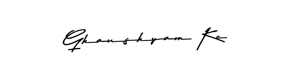 Make a beautiful signature design for name Ghanshyam Kc. With this signature (Asem Kandis PERSONAL USE) style, you can create a handwritten signature for free. Ghanshyam Kc signature style 9 images and pictures png