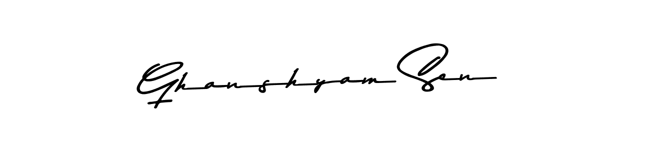 Create a beautiful signature design for name Ghanshyam Sen. With this signature (Asem Kandis PERSONAL USE) fonts, you can make a handwritten signature for free. Ghanshyam Sen signature style 9 images and pictures png