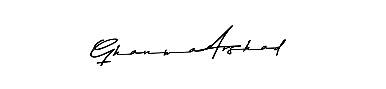 Create a beautiful signature design for name Ghanwa Arshad. With this signature (Asem Kandis PERSONAL USE) fonts, you can make a handwritten signature for free. Ghanwa Arshad signature style 9 images and pictures png