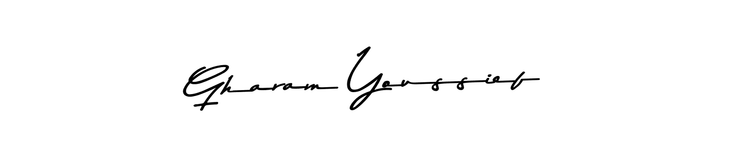 Create a beautiful signature design for name Gharam Youssief. With this signature (Asem Kandis PERSONAL USE) fonts, you can make a handwritten signature for free. Gharam Youssief signature style 9 images and pictures png