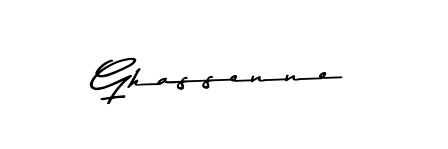 How to make Ghassenne name signature. Use Asem Kandis PERSONAL USE style for creating short signs online. This is the latest handwritten sign. Ghassenne signature style 9 images and pictures png