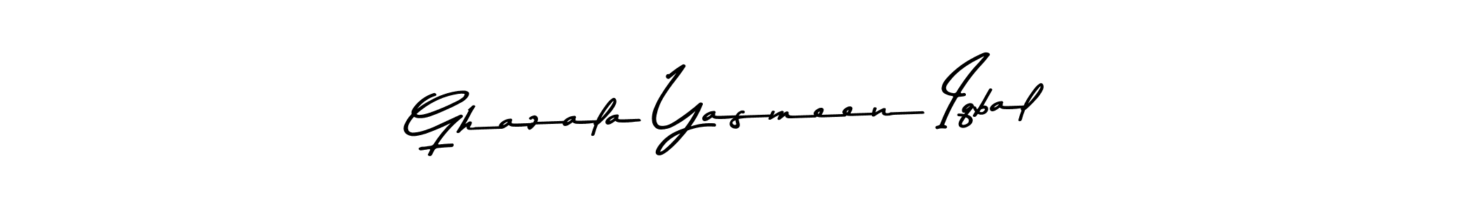 How to make Ghazala Yasmeen Iqbal name signature. Use Asem Kandis PERSONAL USE style for creating short signs online. This is the latest handwritten sign. Ghazala Yasmeen Iqbal signature style 9 images and pictures png