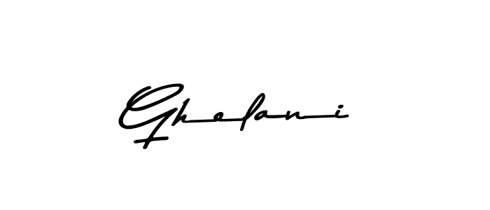 Create a beautiful signature design for name Ghelani. With this signature (Asem Kandis PERSONAL USE) fonts, you can make a handwritten signature for free. Ghelani signature style 9 images and pictures png