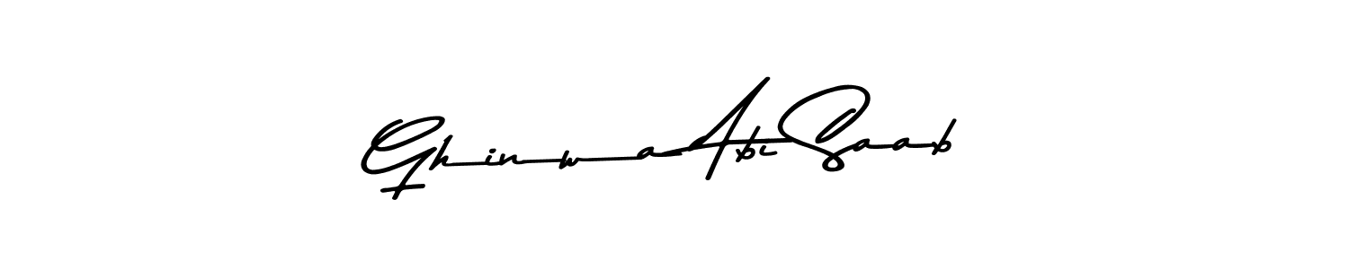 How to make Ghinwa Abi Saab name signature. Use Asem Kandis PERSONAL USE style for creating short signs online. This is the latest handwritten sign. Ghinwa Abi Saab signature style 9 images and pictures png