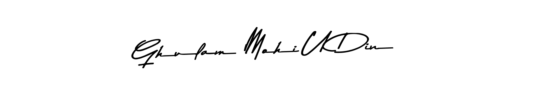 The best way (Asem Kandis PERSONAL USE) to make a short signature is to pick only two or three words in your name. The name Ghulam Mohi U Din include a total of six letters. For converting this name. Ghulam Mohi U Din signature style 9 images and pictures png