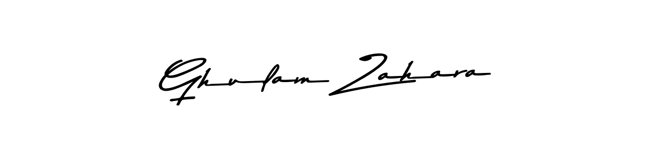 How to make Ghulam Zahara name signature. Use Asem Kandis PERSONAL USE style for creating short signs online. This is the latest handwritten sign. Ghulam Zahara signature style 9 images and pictures png