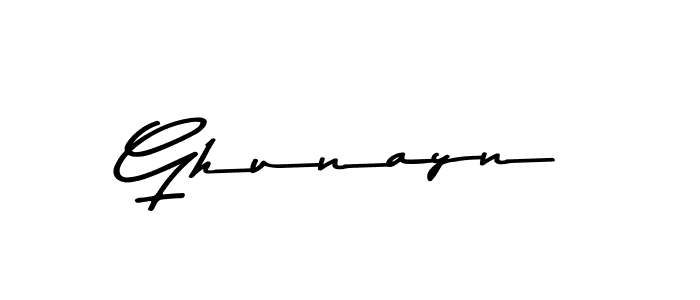 How to make Ghunayn name signature. Use Asem Kandis PERSONAL USE style for creating short signs online. This is the latest handwritten sign. Ghunayn signature style 9 images and pictures png