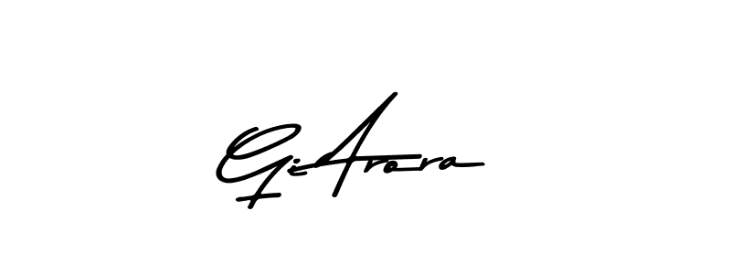 Create a beautiful signature design for name Gi Arora. With this signature (Asem Kandis PERSONAL USE) fonts, you can make a handwritten signature for free. Gi Arora signature style 9 images and pictures png