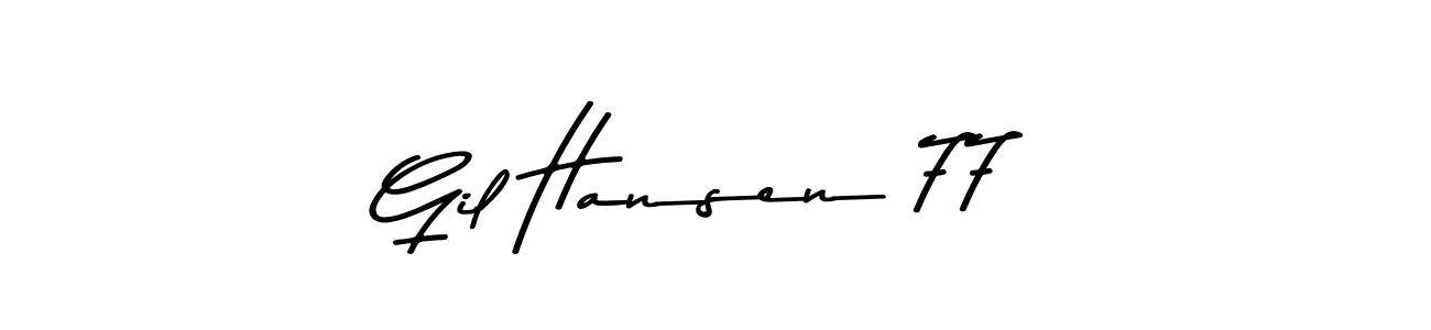 How to make Gil Hansen 77 name signature. Use Asem Kandis PERSONAL USE style for creating short signs online. This is the latest handwritten sign. Gil Hansen 77 signature style 9 images and pictures png
