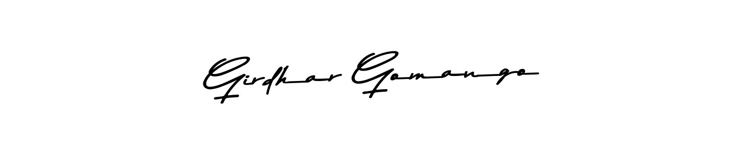 Create a beautiful signature design for name Girdhar Gomango. With this signature (Asem Kandis PERSONAL USE) fonts, you can make a handwritten signature for free. Girdhar Gomango signature style 9 images and pictures png