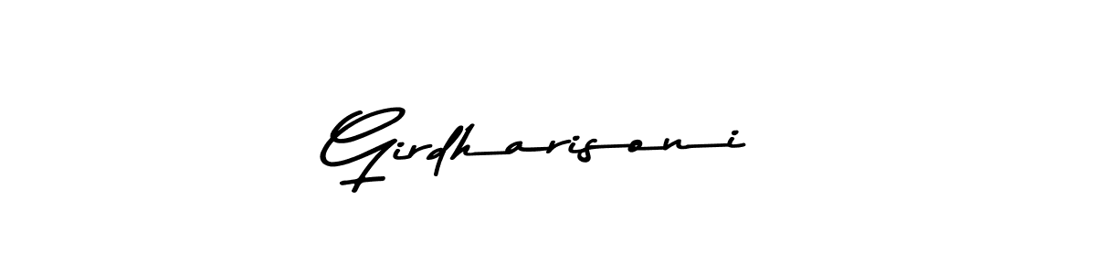 Make a beautiful signature design for name Girdharisoni. With this signature (Asem Kandis PERSONAL USE) style, you can create a handwritten signature for free. Girdharisoni signature style 9 images and pictures png