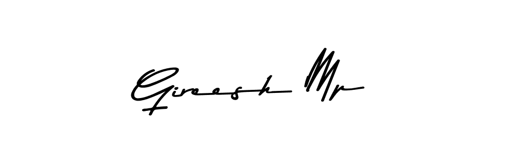 Make a beautiful signature design for name Gireesh Mp. With this signature (Asem Kandis PERSONAL USE) style, you can create a handwritten signature for free. Gireesh Mp signature style 9 images and pictures png