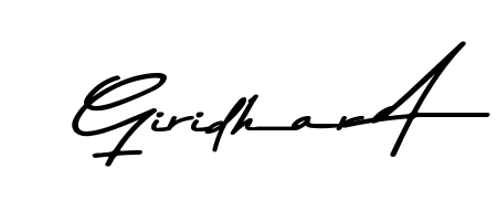 A modern signature idea for name Giridhar A using Asem Kandis PERSONAL USE font. Clean strokes and elegant curves make it stand out instantly. Giridhar A signature style 9 images and pictures png