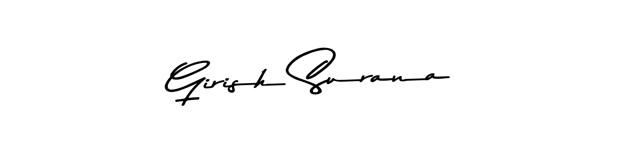 How to make Girish Surana name signature. Use Asem Kandis PERSONAL USE style for creating short signs online. This is the latest handwritten sign. Girish Surana signature style 9 images and pictures png