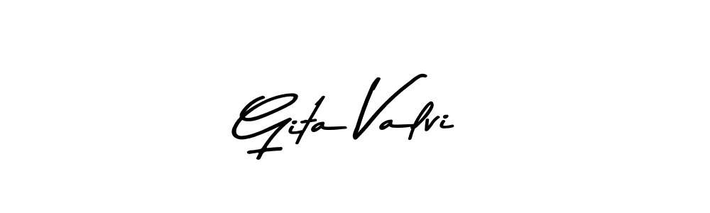 Create a beautiful signature design for name Gita Valvi. With this signature (Asem Kandis PERSONAL USE) fonts, you can make a handwritten signature for free. Gita Valvi signature style 9 images and pictures png