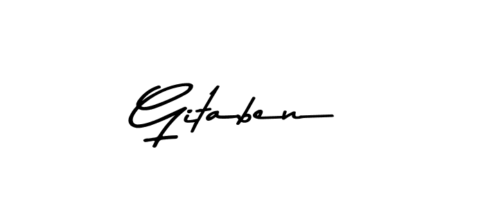 Make a beautiful signature design for name Gitaben. With this signature (Asem Kandis PERSONAL USE) style, you can create a handwritten signature for free. Gitaben signature style 9 images and pictures png