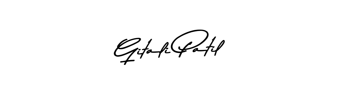 How to make Gitali Patil name signature. Use Asem Kandis PERSONAL USE style for creating short signs online. This is the latest handwritten sign. Gitali Patil signature style 9 images and pictures png