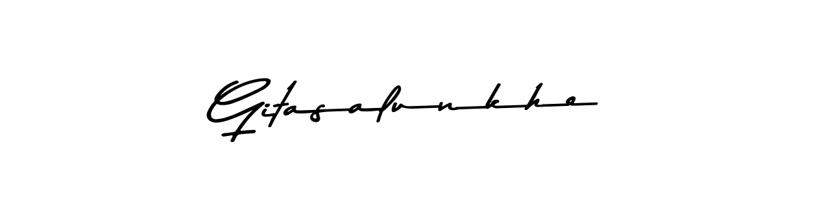 Make a beautiful signature design for name Gitasalunkhe. With this signature (Asem Kandis PERSONAL USE) style, you can create a handwritten signature for free. Gitasalunkhe signature style 9 images and pictures png