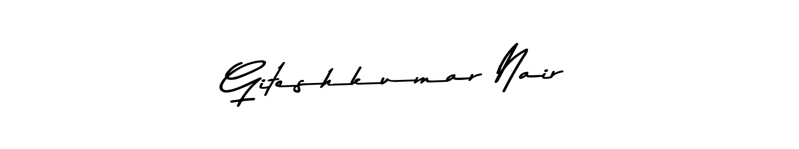 How to make Giteshkumar Nair name signature. Use Asem Kandis PERSONAL USE style for creating short signs online. This is the latest handwritten sign. Giteshkumar Nair signature style 9 images and pictures png