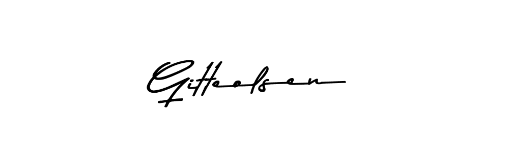 Make a beautiful signature design for name Gitteolsen. With this signature (Asem Kandis PERSONAL USE) style, you can create a handwritten signature for free. Gitteolsen signature style 9 images and pictures png