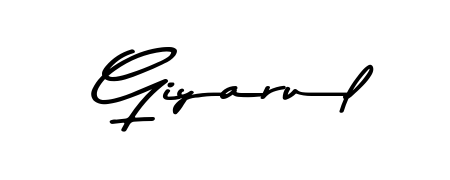 How to make Giyarul name signature. Use Asem Kandis PERSONAL USE style for creating short signs online. This is the latest handwritten sign. Giyarul signature style 9 images and pictures png