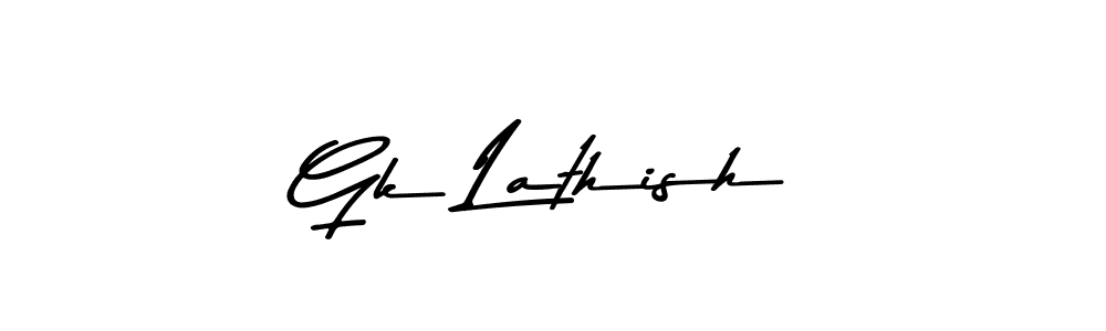 How to make Gk Lathish name signature. Use Asem Kandis PERSONAL USE style for creating short signs online. This is the latest handwritten sign. Gk Lathish signature style 9 images and pictures png