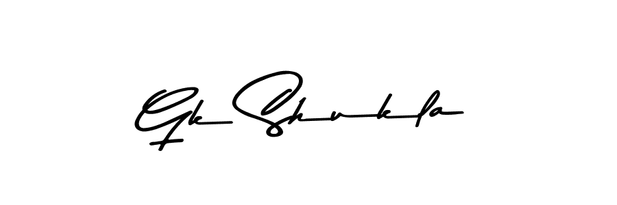 Make a beautiful signature design for name Gk Shukla. With this signature (Asem Kandis PERSONAL USE) style, you can create a handwritten signature for free. Gk Shukla signature style 9 images and pictures png