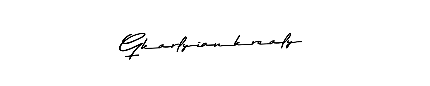 How to make Gkarlyiankrealy name signature. Use Asem Kandis PERSONAL USE style for creating short signs online. This is the latest handwritten sign. Gkarlyiankrealy signature style 9 images and pictures png